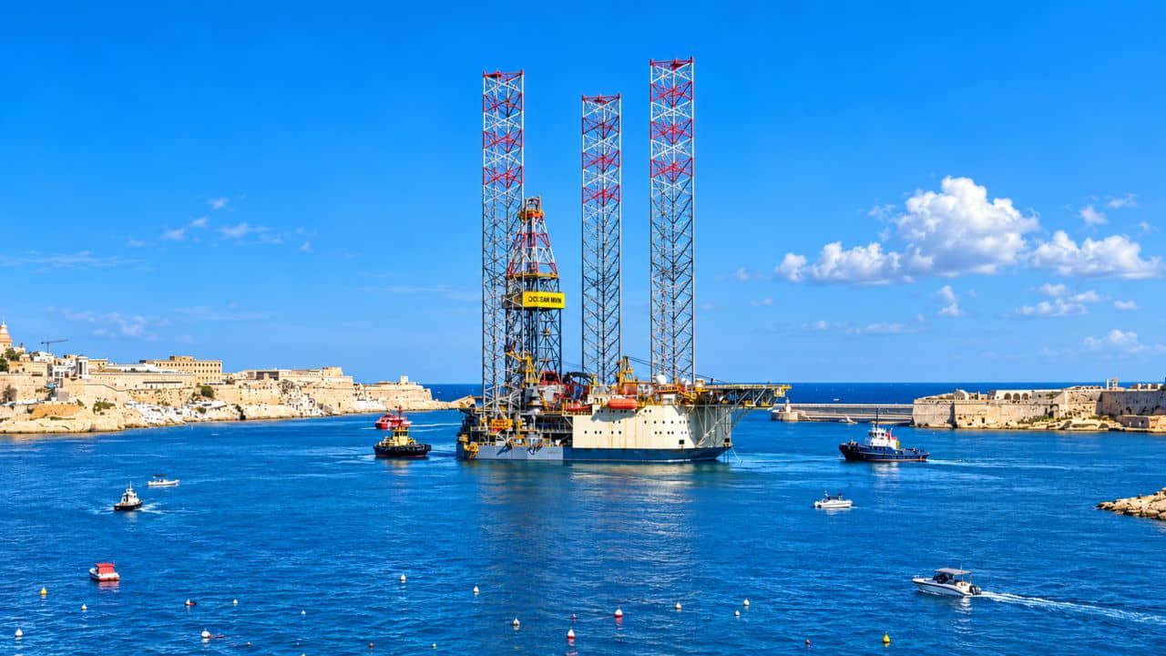 An offshore rig at sea