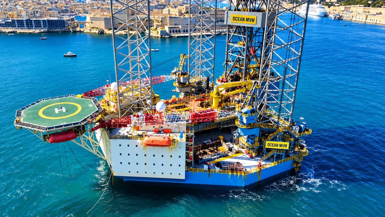 An offshore rig at sea