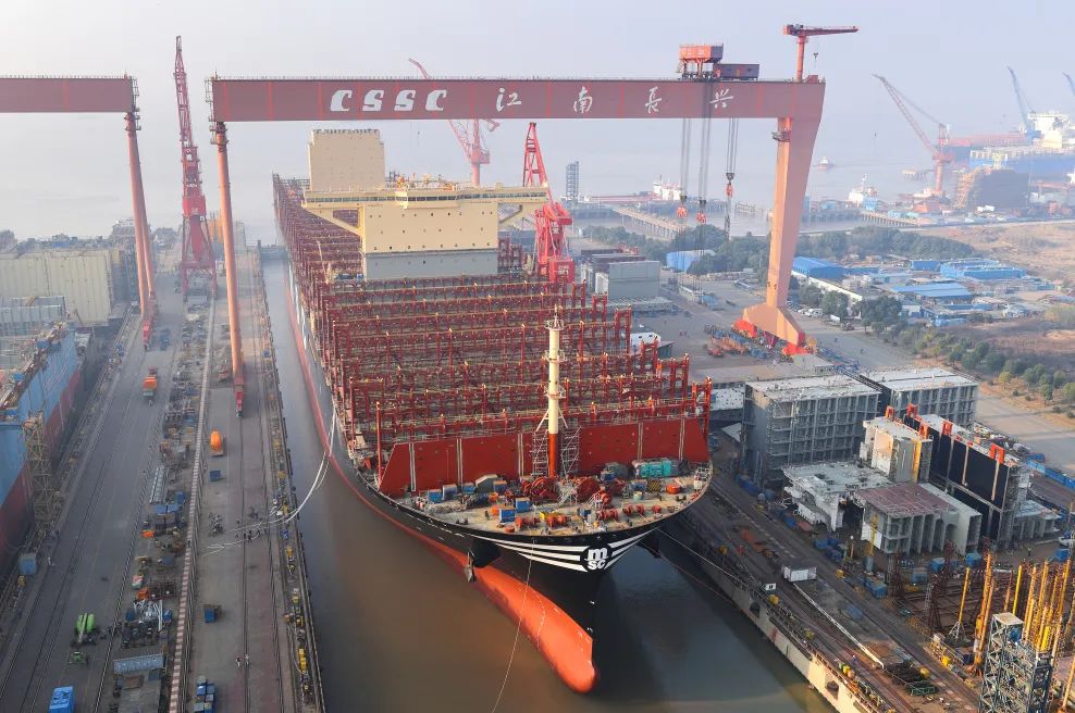 MSC's new giant 24,100 TEU boxship hits the water in China