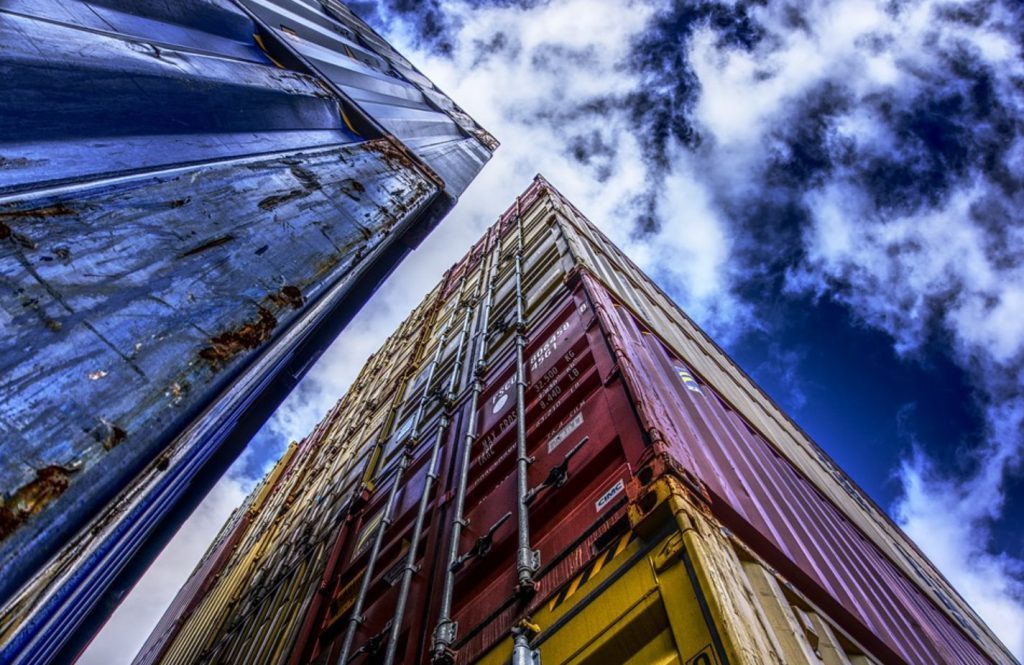 Containers at port