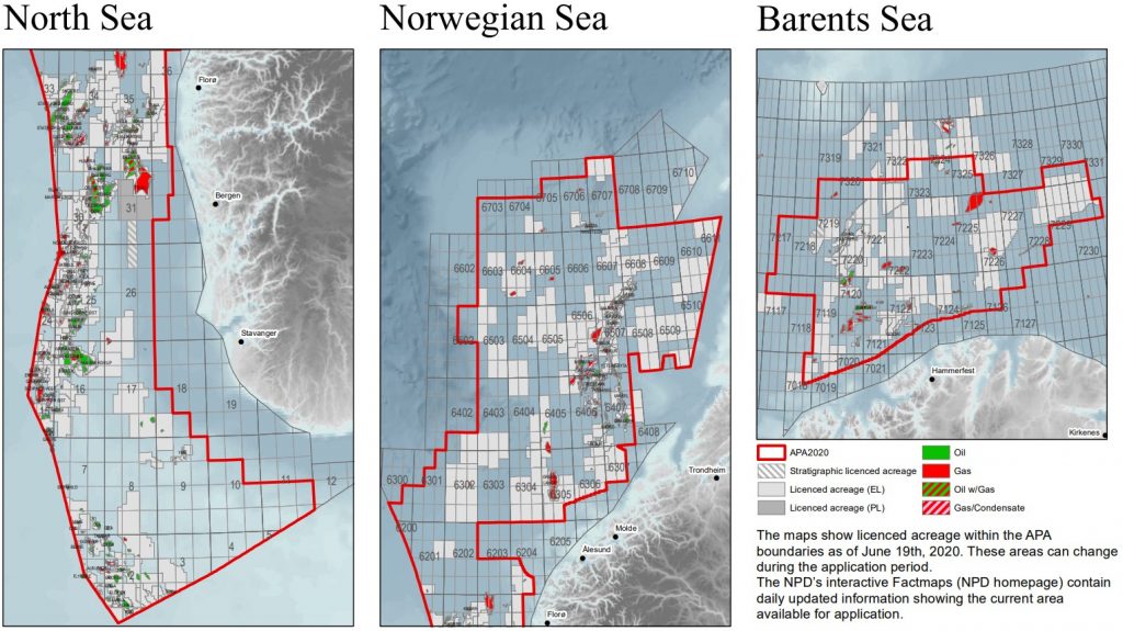 Norwegian APA 2020 map; Source: NPD