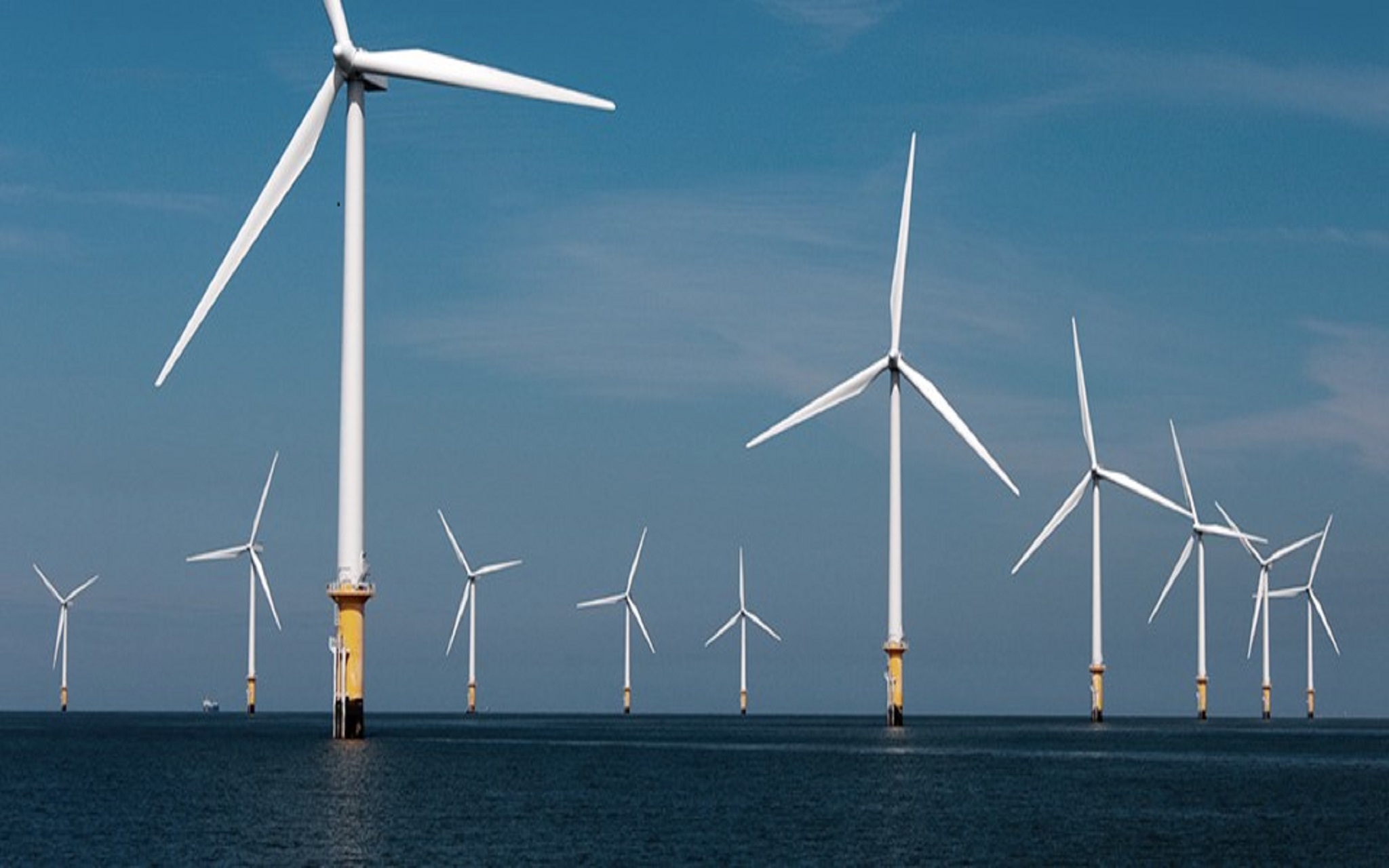 A photo of an offshore wind farm