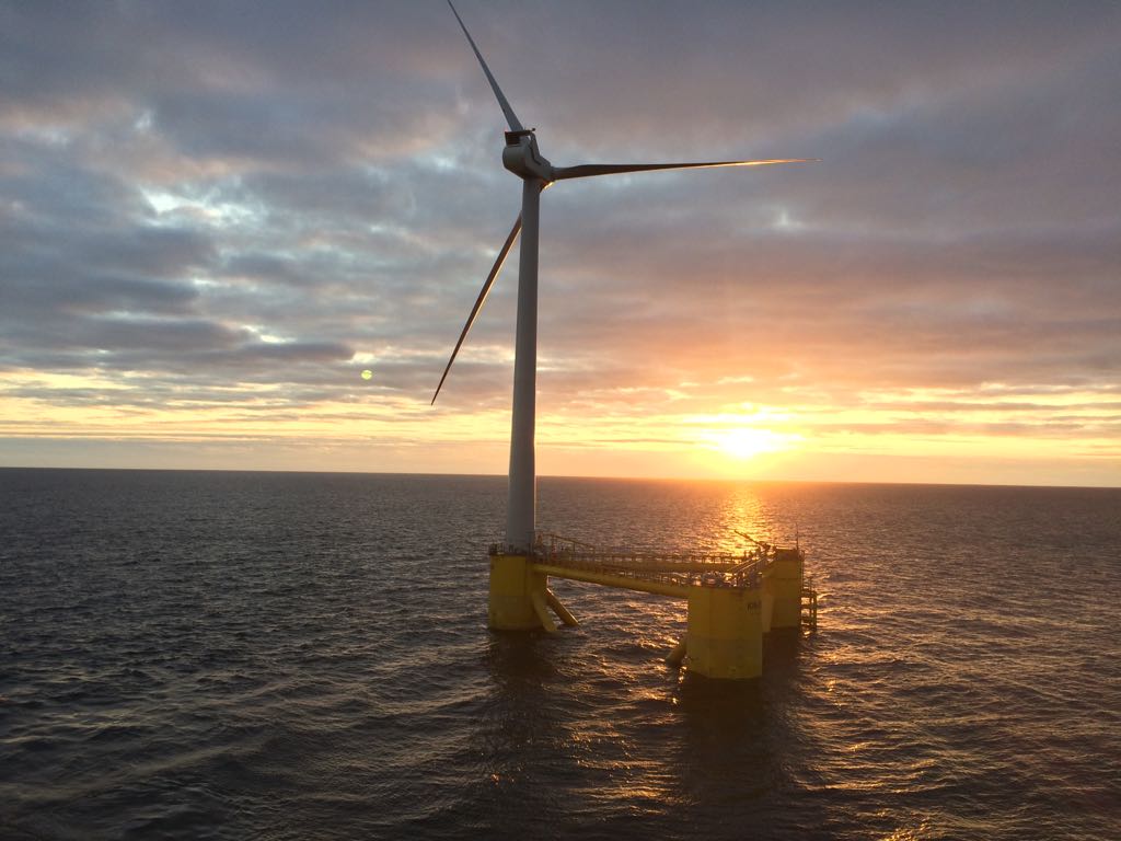 A photo of a Kincardine floating wind turbine