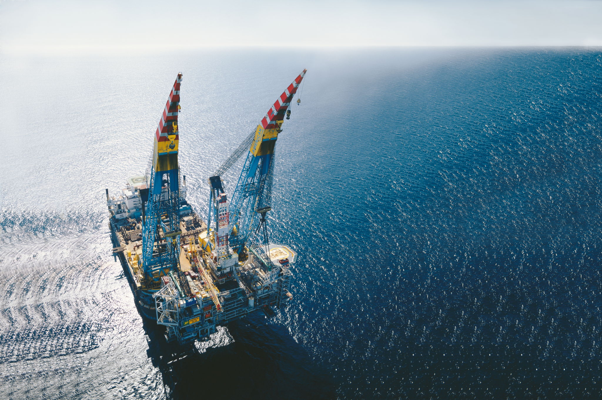 An aerial photo of the Saipem 7000 crane vessel at sea