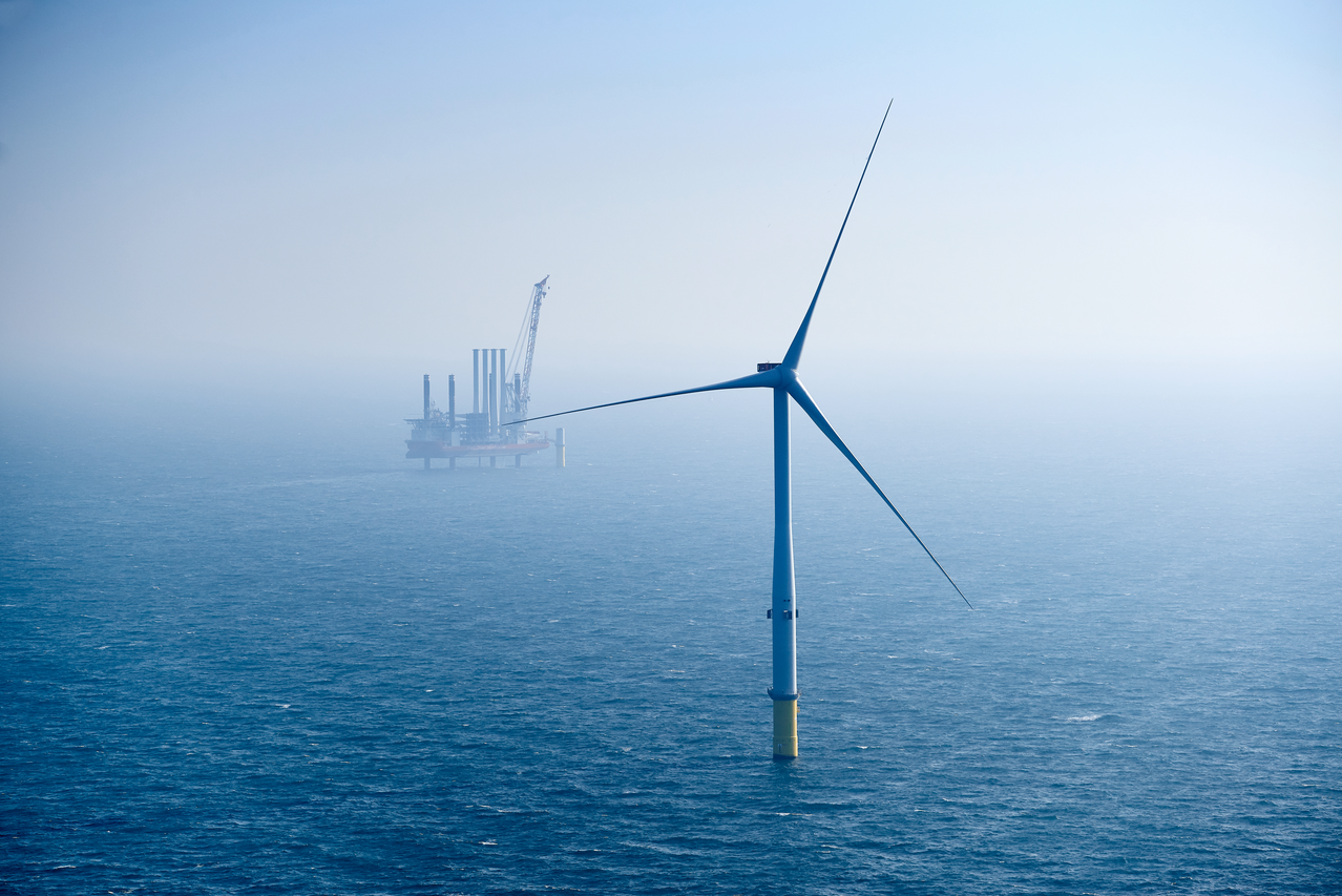 An offshore wind turbine at Vattenfall's Horns Rev 3 wind farm