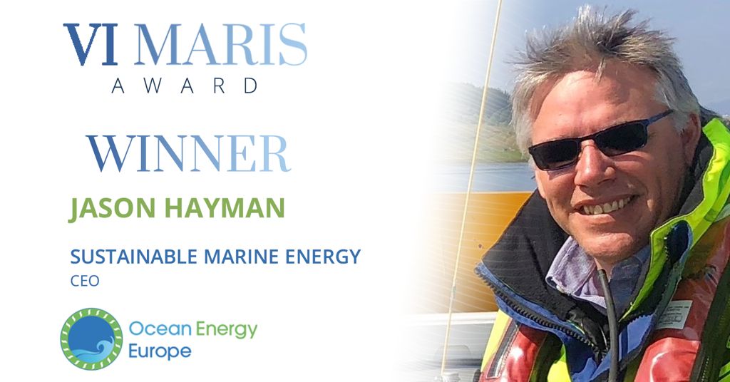 A photo of Jason Hayman, the winner of Vi Maris Award 2020 (Courtesy of Ocean Energy Europe)