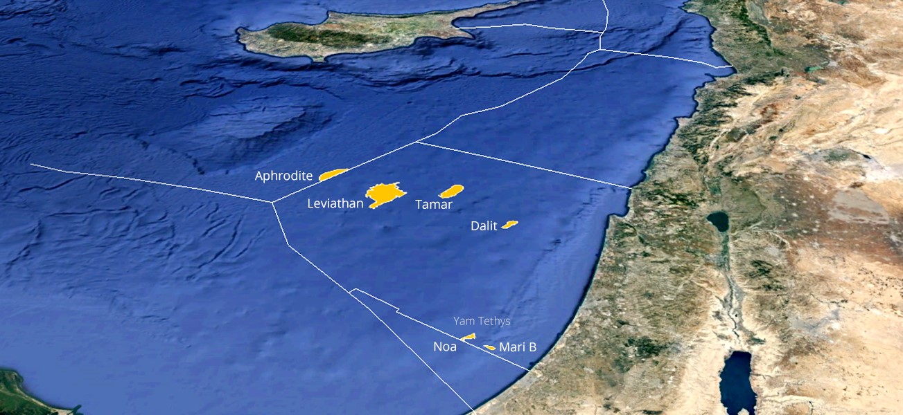Leviathan and Tamar pipeline route map