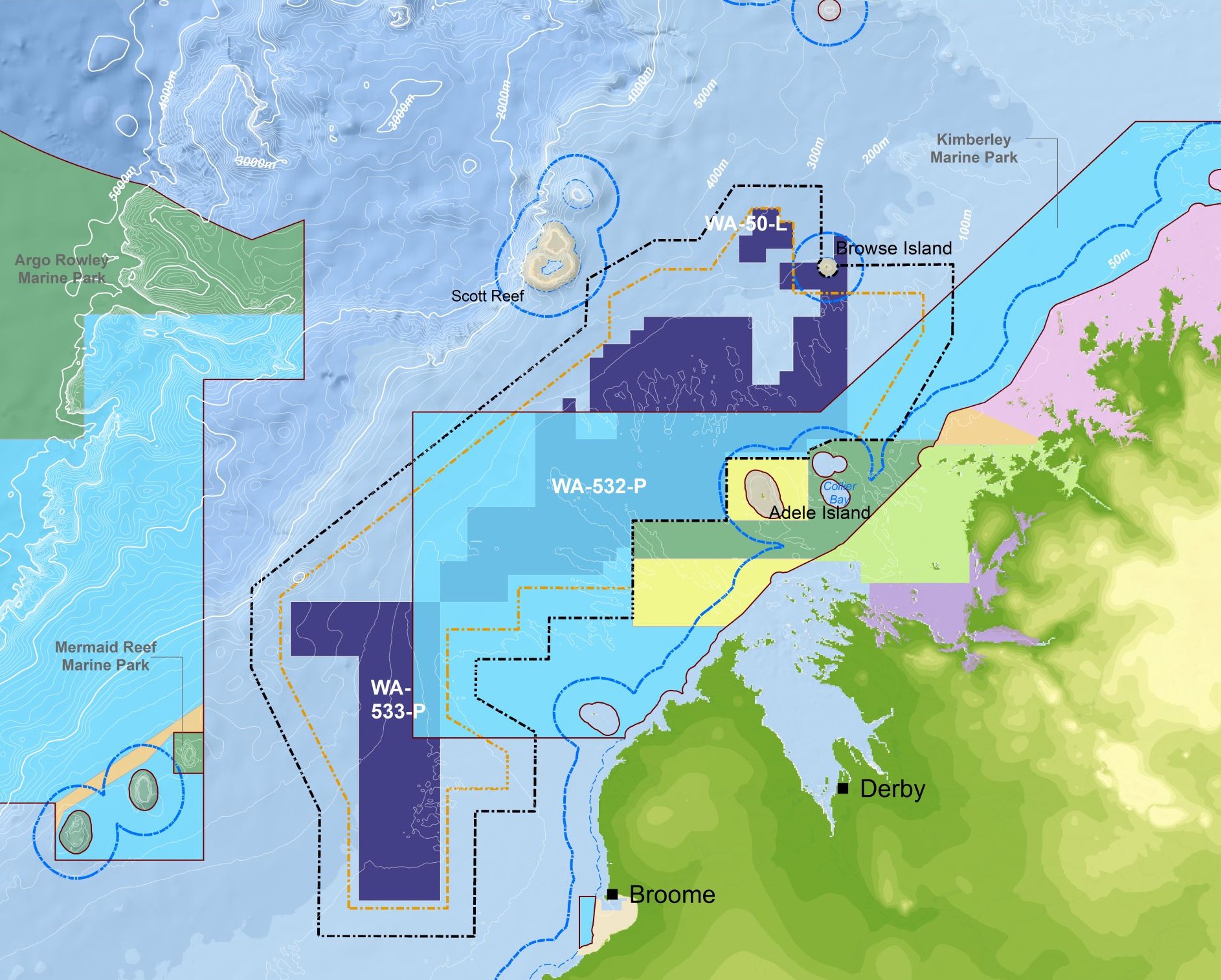 Browse and Canning Basins map