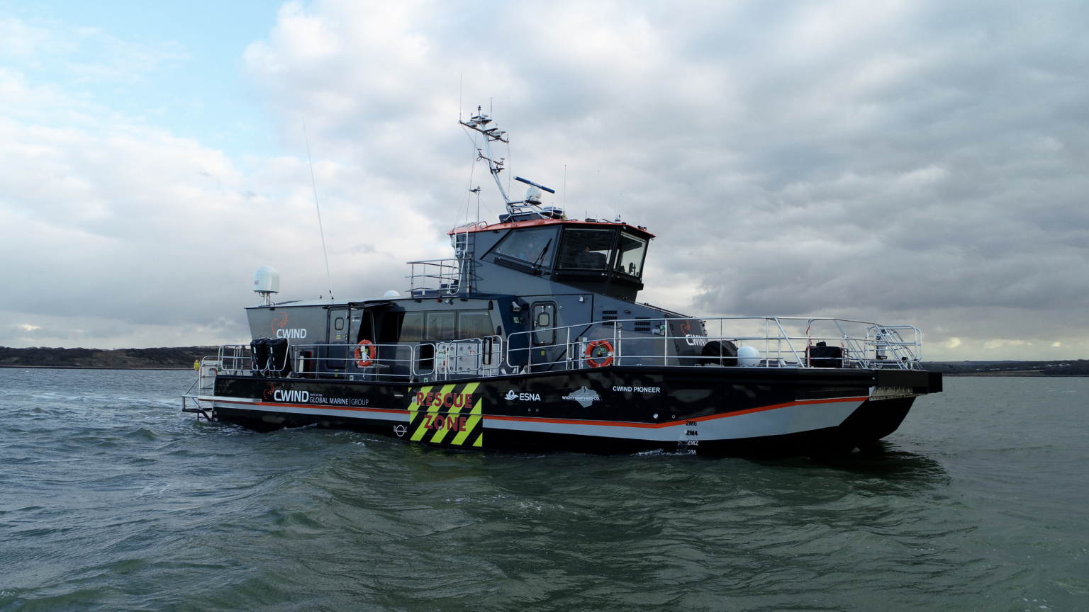 The CWind Pioneer Surface Effect Ship in the water