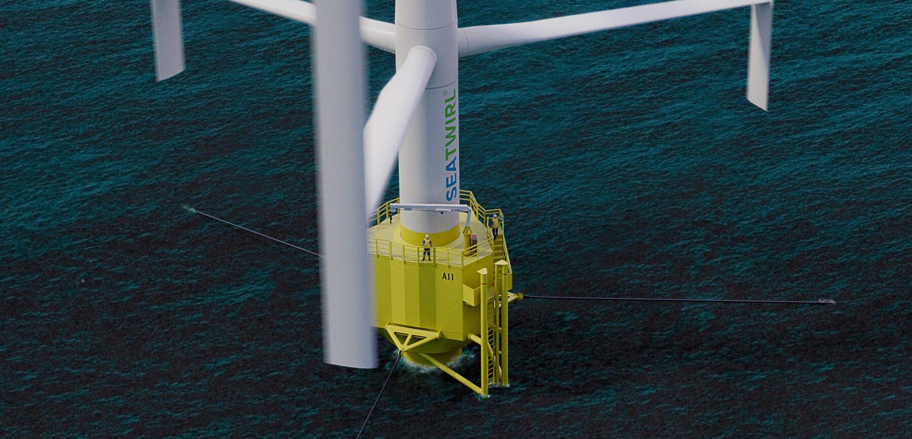 An image showing SeaTwirl turbine just above water surface