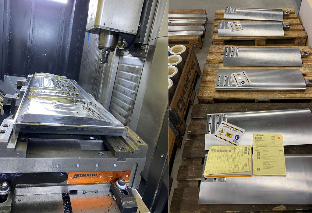 Photo of tahe horizontal blades that will form part of W2E's turbine (Courtesy of Water2Energy)