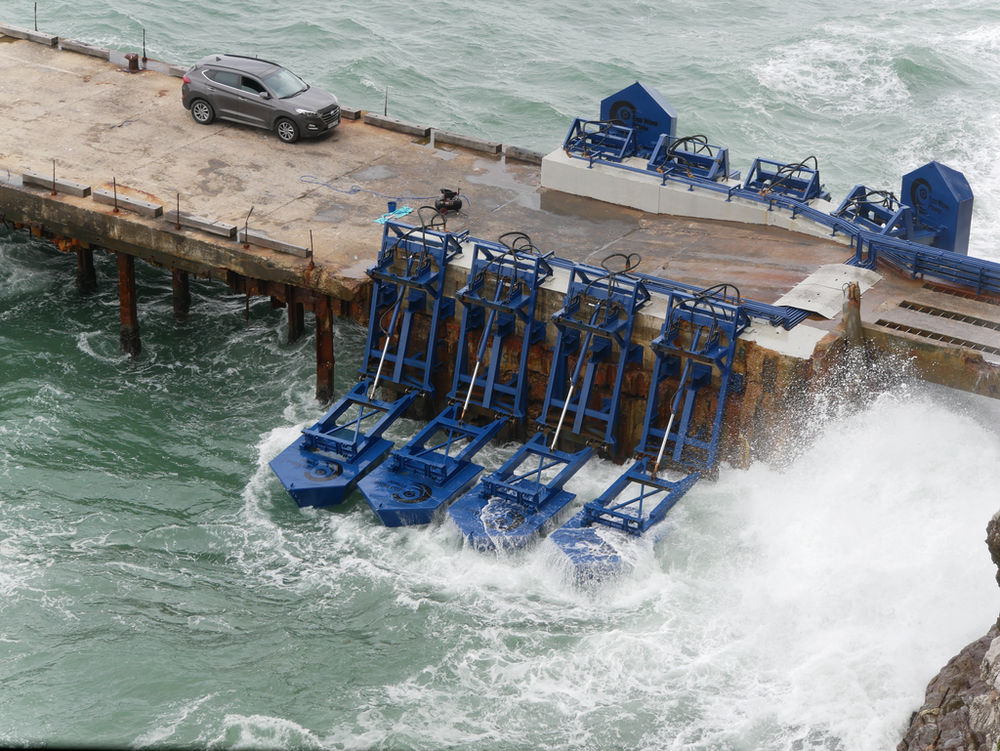 Photo of EWP's wave energy plant in Gibraltar (Courtesy of Eco Wave Power)