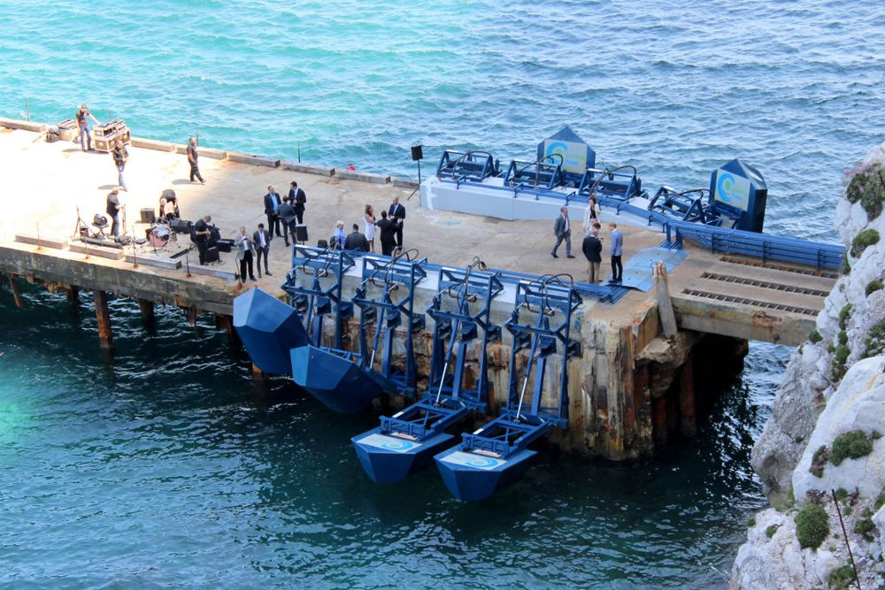 Photo showing Eco Wave Power's Gibraltar wave energy plant (Courtesy of Eco Wave Power)