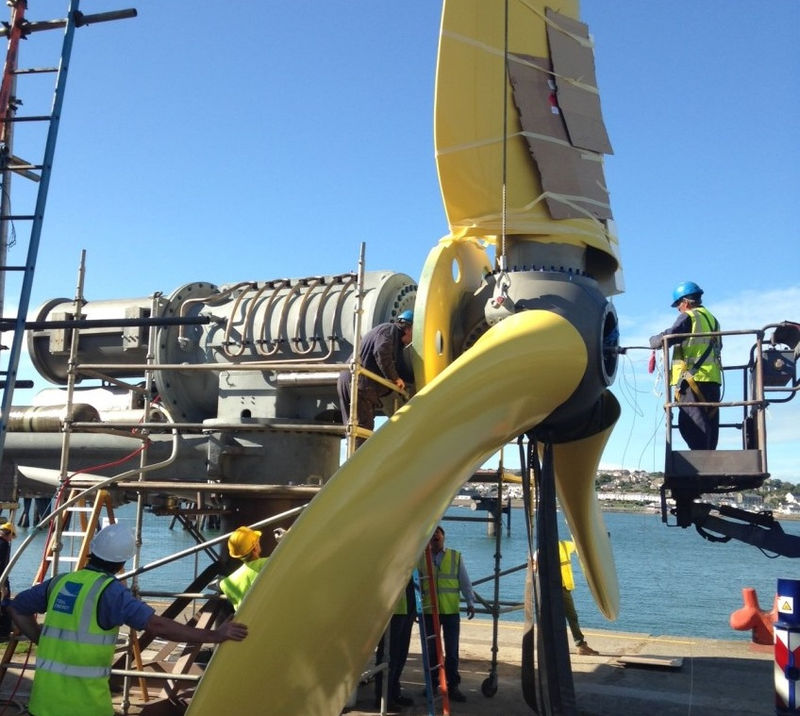 Photo of DeltaStream tidal turbine assembly (Courtesy by Tidal Energy Ltd/Archive)
