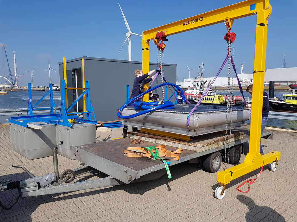 Photo showing the Ocean Battery prototype ahead of deployment (Courtesy of Ocean Grazer)