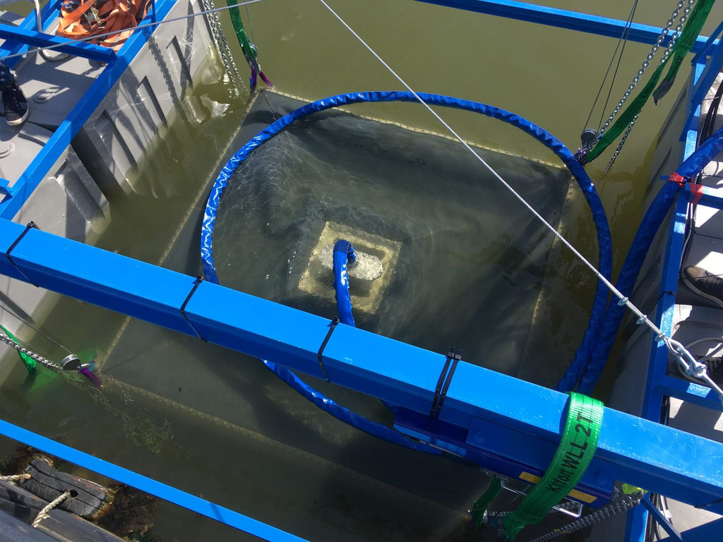 Photo showing the Ocean Battery being deployed (Courtesy of Ocean Grazer)