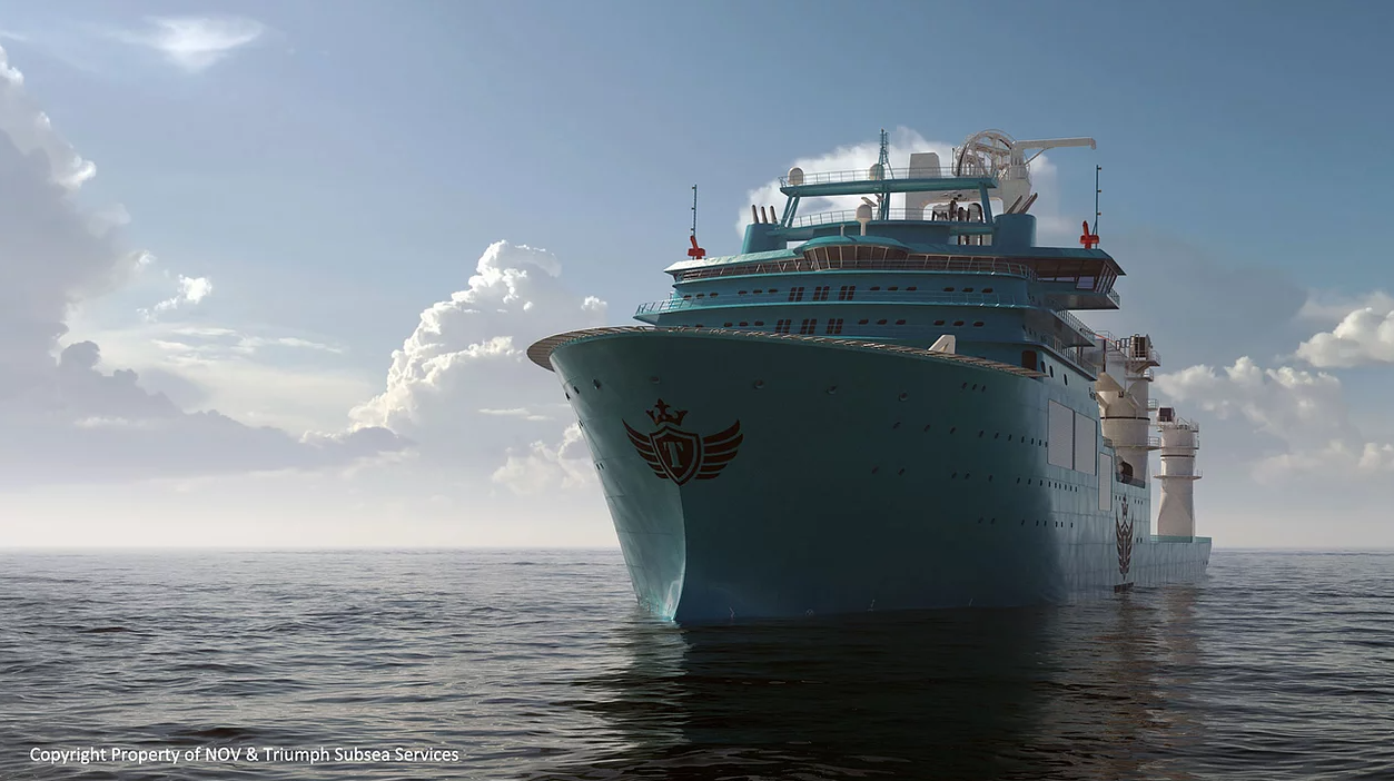 An artist impression of Triumph's new wind farm development vessel at sea