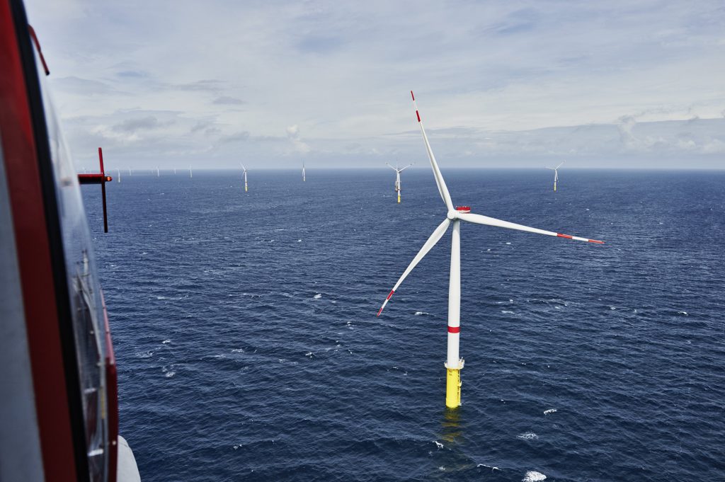 A photo of Vattenfall's offshore wind farm in Germany