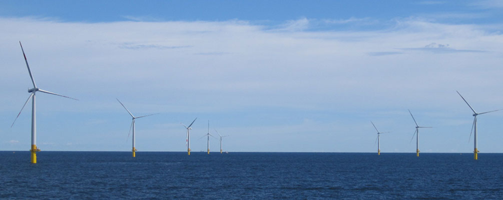 A photo of an offshore wind farm