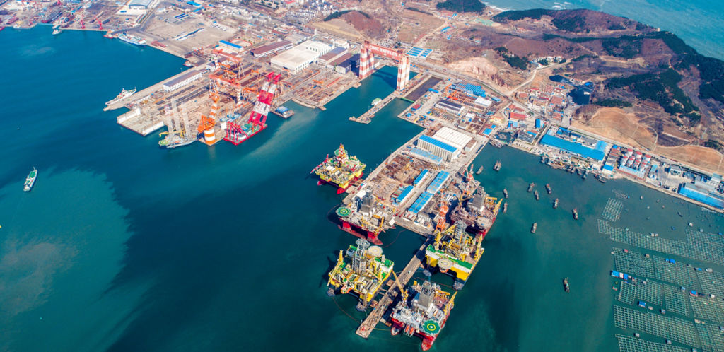 Photo showing Yantai CIMC Raffles’ Shipyard (Courtesy of Eco Wave Power)