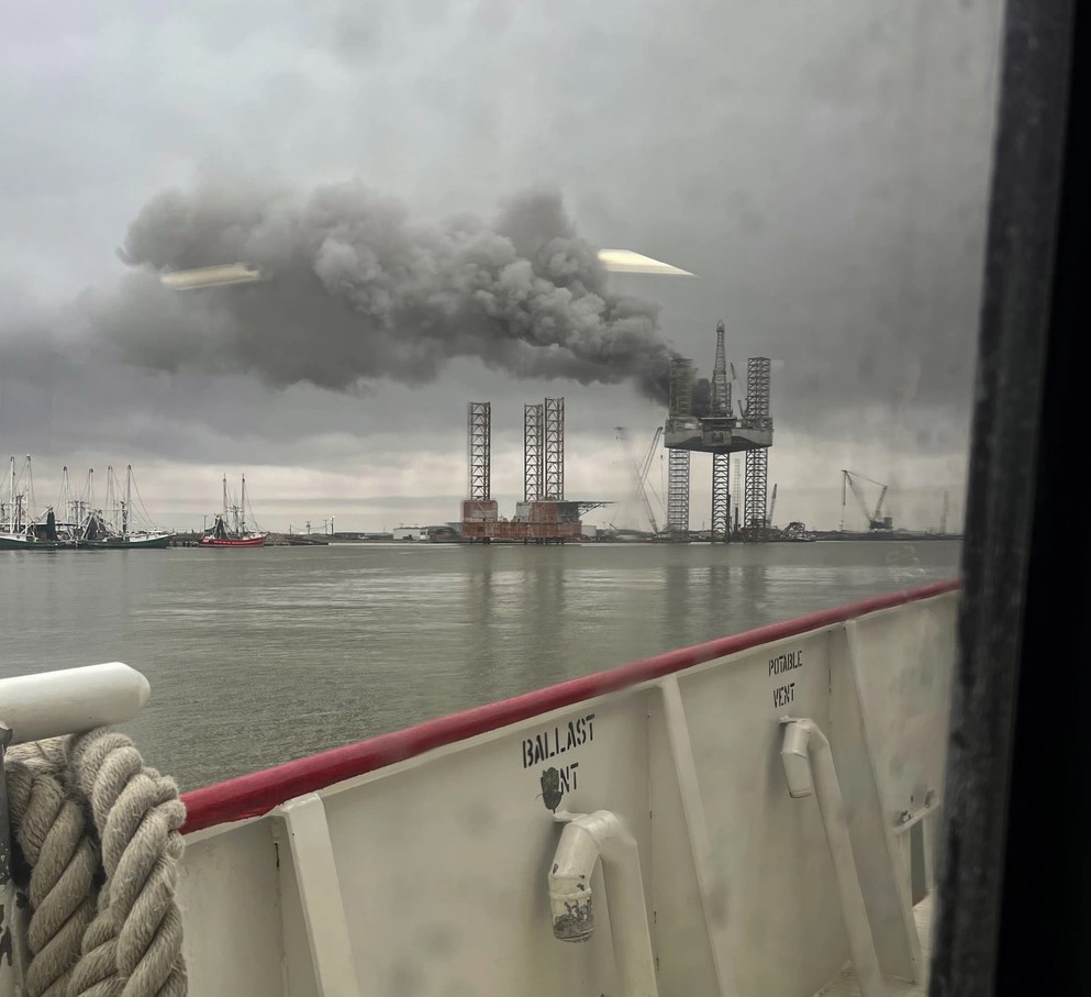 rig on fire - U.S. Coast Guard District 8