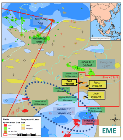 Block 29/11, Pearl River Basin, Offshore China; Source: Empyrean Energy