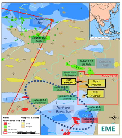 Block 29/11, Pearl River Basin, Offshore China; Source: Empyrean Energy