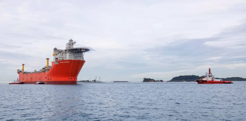 The Johan Castberg hull arrived at Stord this spring and will be in production in the Barents Sea in 2024 - Equinor