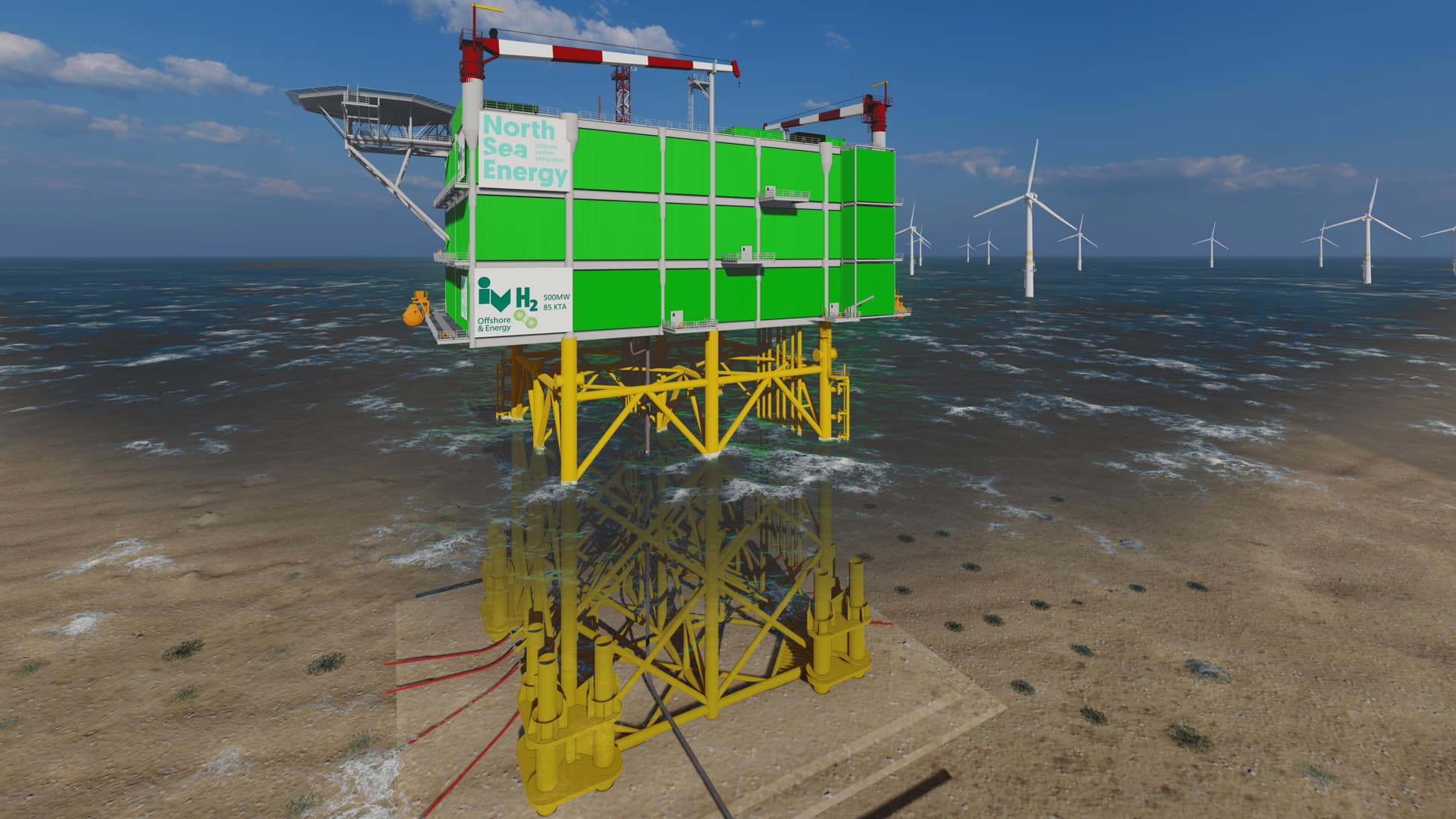 An image render of Iv-Offshore & Energy hydrogen production platform