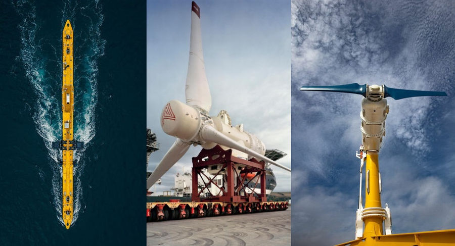 Illustration/Tidal energy turbines (Courtesy of Orbital Marine Power; SIMEC Atlantis Energy; Nova 