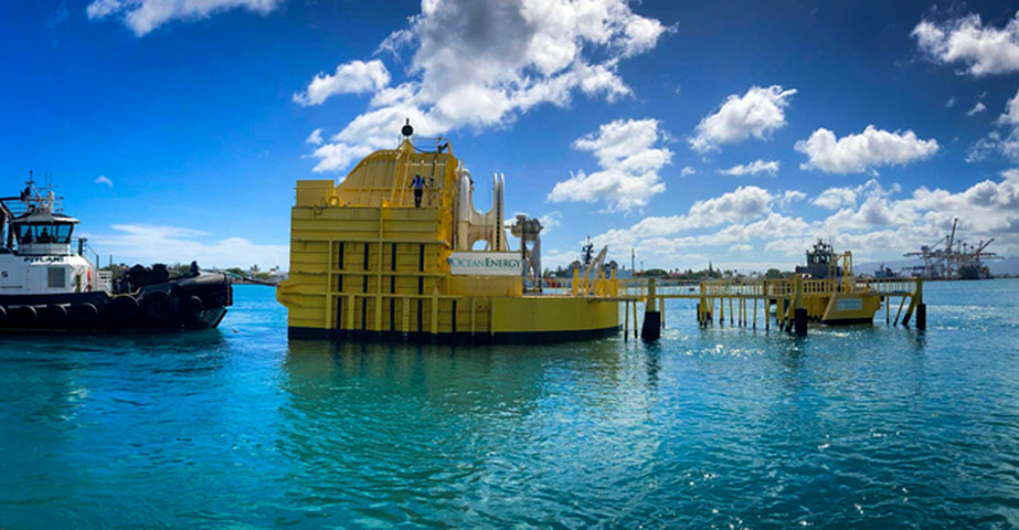 OceanEnergy’s OE35 floating wave energy device (Courtesy of OceanEnergy)