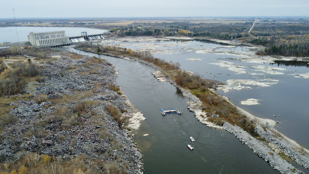 ORPC’s RivGen at CHTTC project site in the Winnipeg River (Courtesy of ORPC Canada/Photo by Jim Castle)