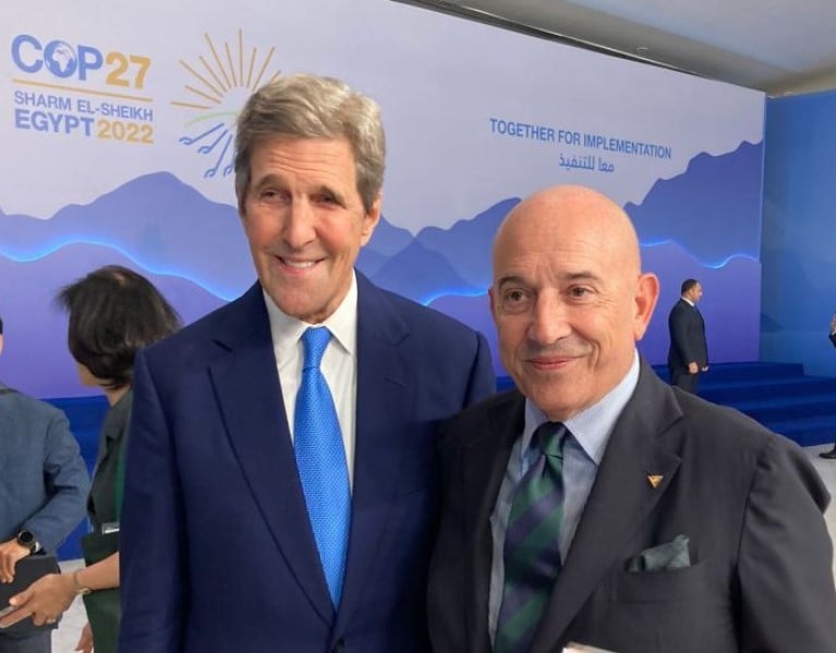 ICS Chairman Emanuele Grimaldi with John Kerry , US Special Presidential Envoy for Climate