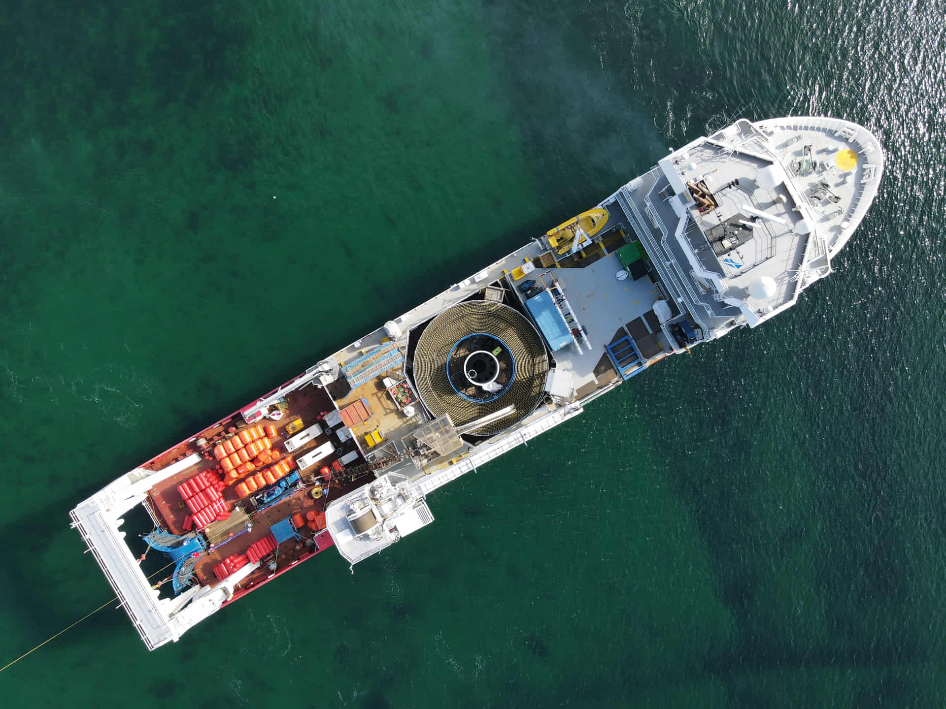An aerial photo of Orkney Subsea Cable Installation-Briggs Marine