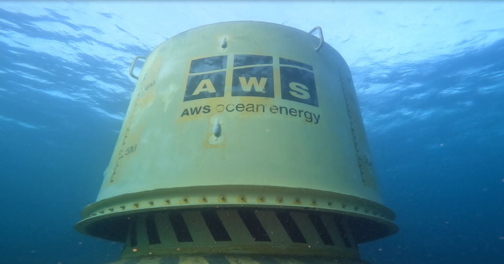 AWS Ocean Energy’s Waveswing installed offshore Orkney (Courtesy of AWS Ocean Energy)