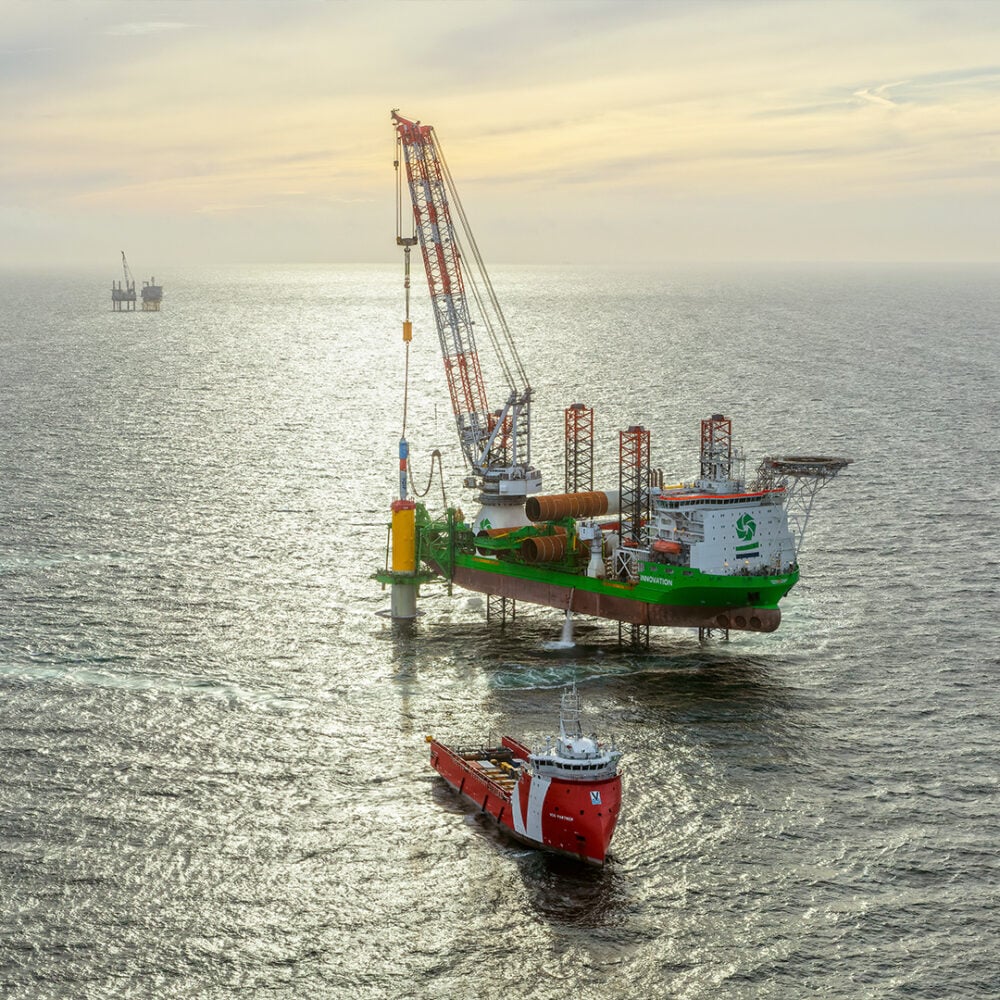 Offshore construction at Hollandse Kust Noord offshore wind farm site