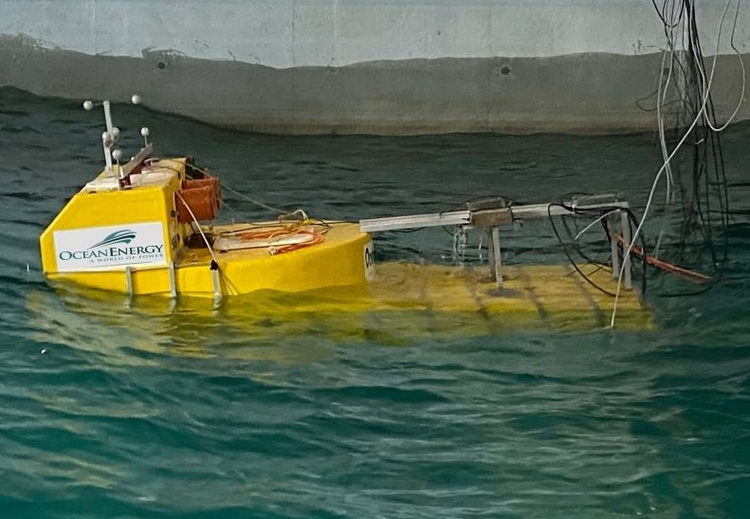 Scale model of OceanEnergy’s OE35 wave energy device (Courtesy of OceanEnergy)