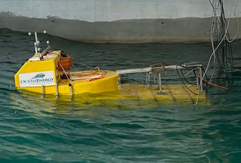 Scale model of OceanEnergy’s OE35 wave energy device (Courtesy of OceanEnergy)