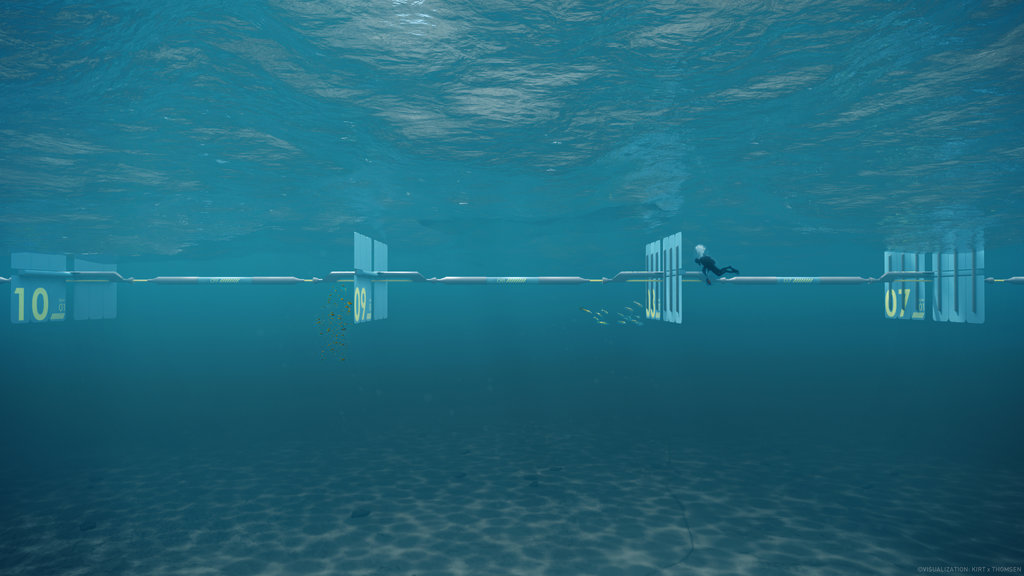 Wavepiston’s wave energy technology (Courtesy of Wavepiston)