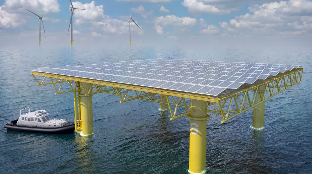 The rendering of the SEAVOLT offshore solar platform (Courtesy of SEAVOLT project)