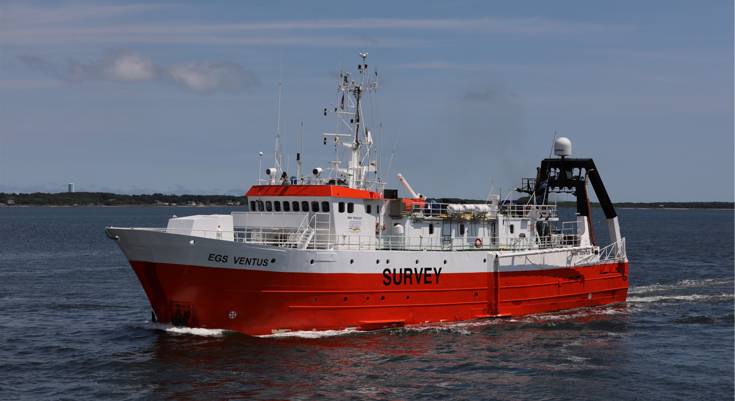 A photo of the white-red survey vessel EGS Ventus