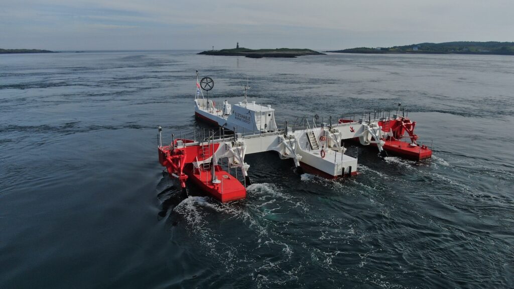 Sustainable Marine’s PLAT-I 6.40 platform deployed at Grand Passage in Nova Scotia (Courtesy of Sustainable Marine)