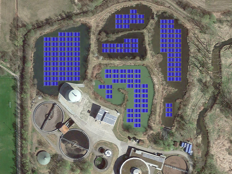 The plan for floating solar units at Ammerseewerke wastewater plant (Courtesy of SINN Power)