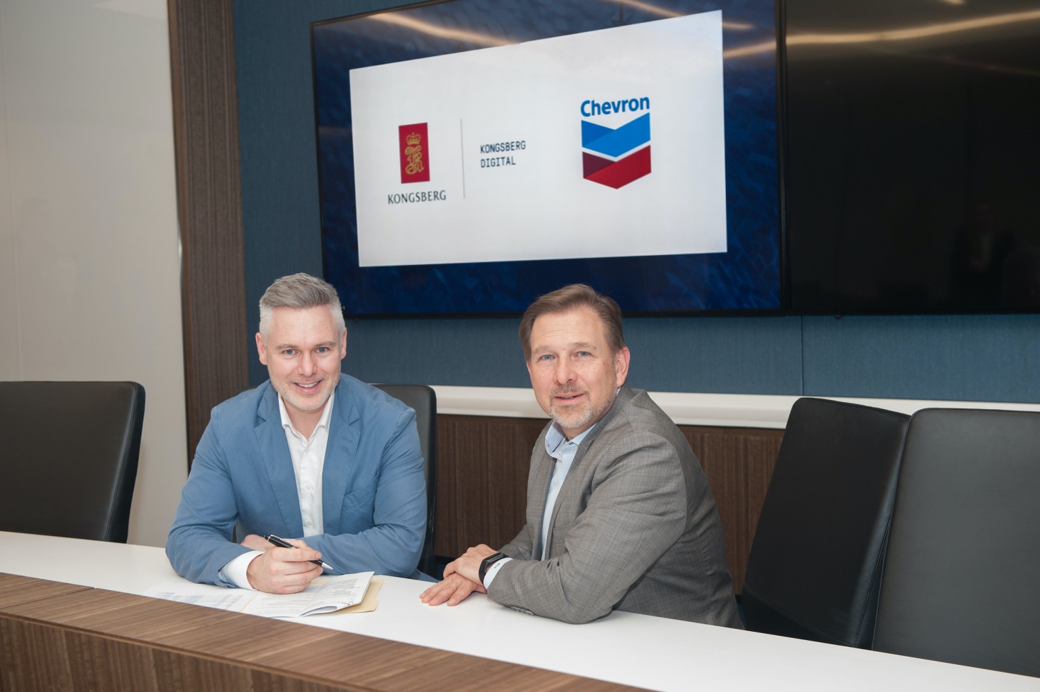 Shane McArdle, CEO at Kongsberg Digital and Eric Sirgo, Vice President, Facilities Designs & Solutions, Chevron Technical Center; Source: Kongsberg Digital