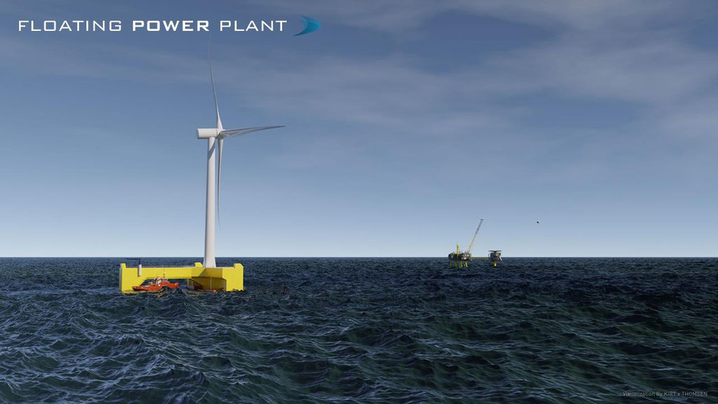 Rendering of FPP’s hybrid floating wind and wave platform (Courtesy of FPP)