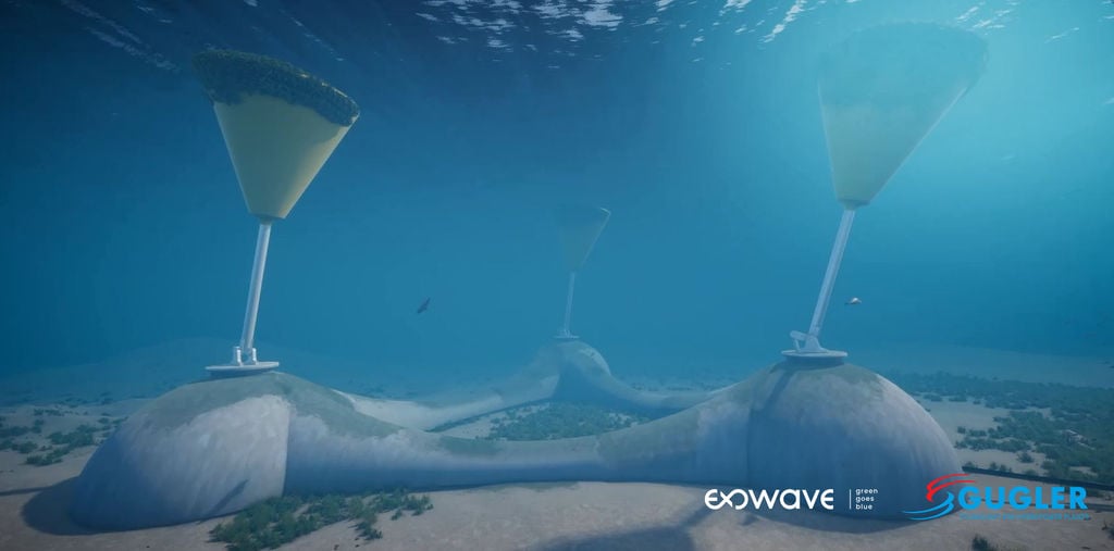 Concept for Exowave’s wave energy technology (Courtesy of Exowave)