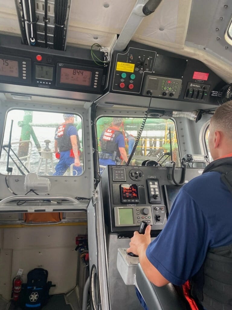 The boat crew embarked the boaters and transferred them to Surfside Marina in Freeport; Credit: U.S. Coast Guard photo by Station Freeport