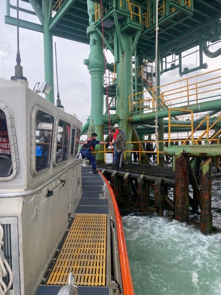 The boat crew embarked the boaters and transferred them to Surfside Marina in Freeport; Credit: U.S. Coast Guard photo by Station Freeport