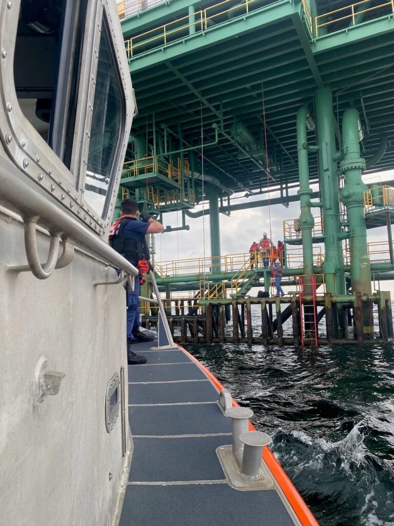 The boat crew embarked the boaters and transferred them to Surfside Marina in Freeport; Credit: U.S. Coast Guard photo by Station Freeport