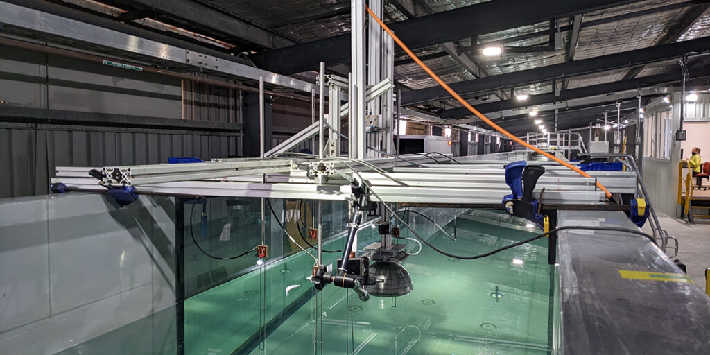 Illustration/ The first phase of the collaborative wave energy project involves lab experiments through high-precision model-scale wave flume experiments (Courtesy of MERIC)